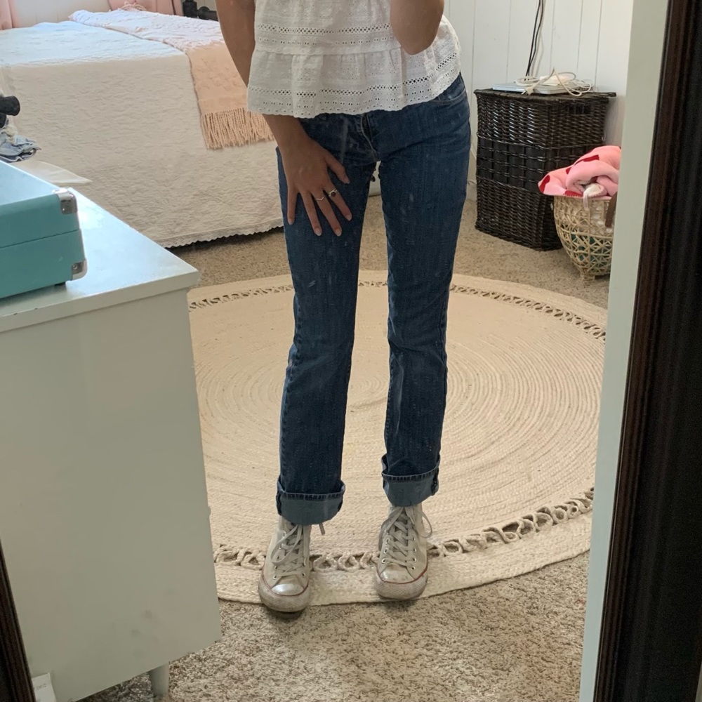 Dark/Medium Wash  Low Rise Flare Jeans